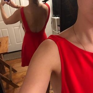 Red Backless American Apparel Skater Dress (S)
